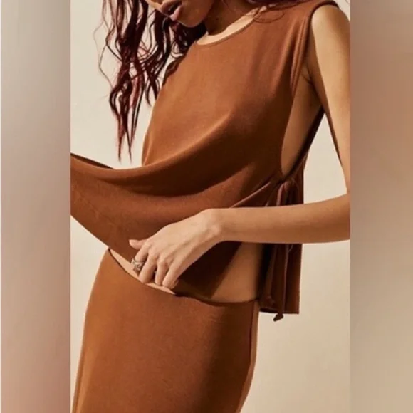 Free People Beach SineadTwo Piece Maxi Skirt & Top Set in Cigar Size SP.